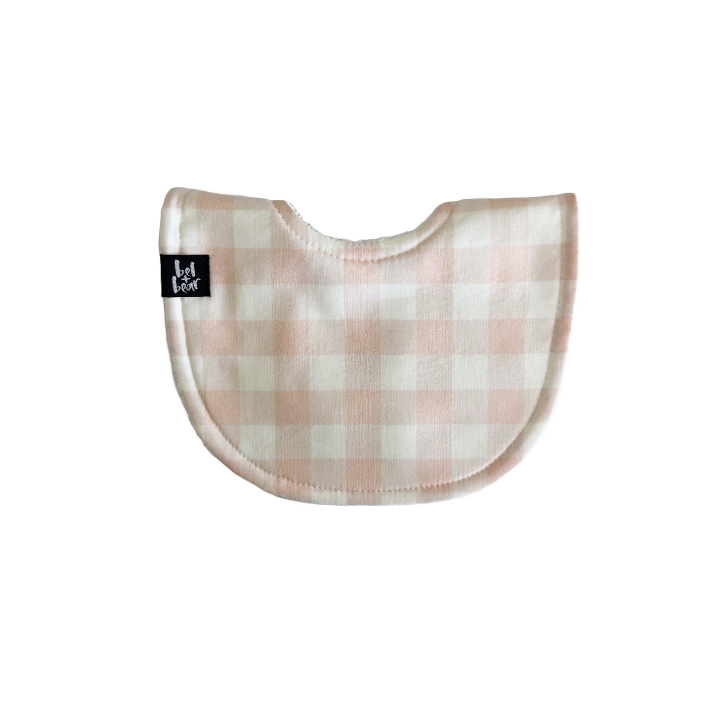 Soft Pink Check Roundie Bib