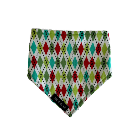 Christmas Argyle Dribble Bib
