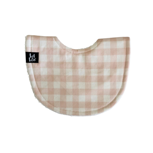 Soft Pink Check Roundie Bib