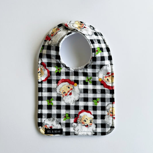 Monochrome Santa Traditional Bib