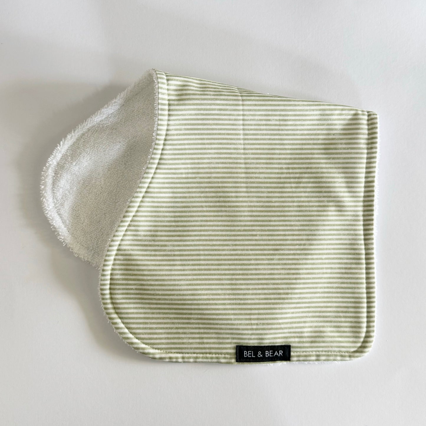 Sage Stripe Burp Cloth