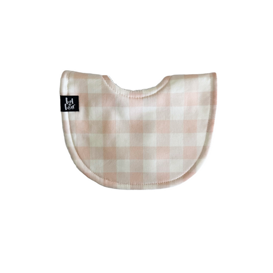 Soft Pink Check Roundie Bib