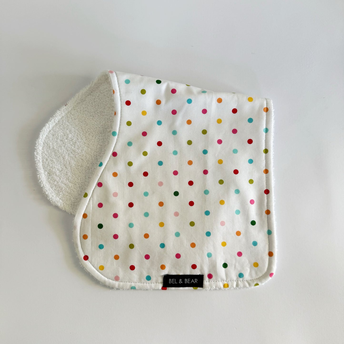 Rainbow Polka Burp Cloth